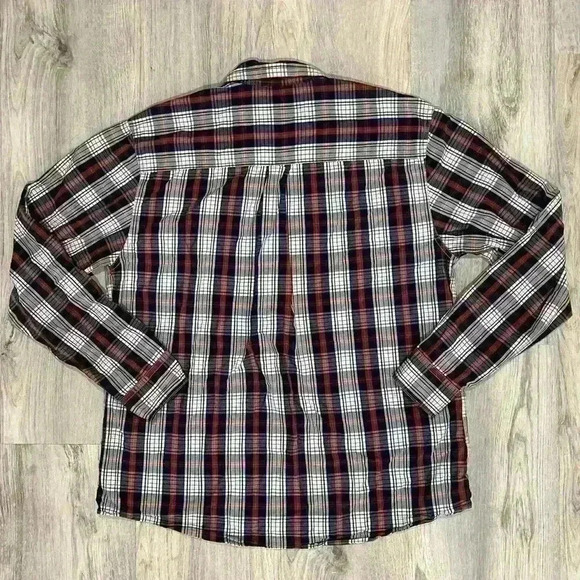 Ruff Hewn Well Worn Men’s Long Sleeve Plaid Button Down Shirt Navy Orange Size L - Picture 3 of 7